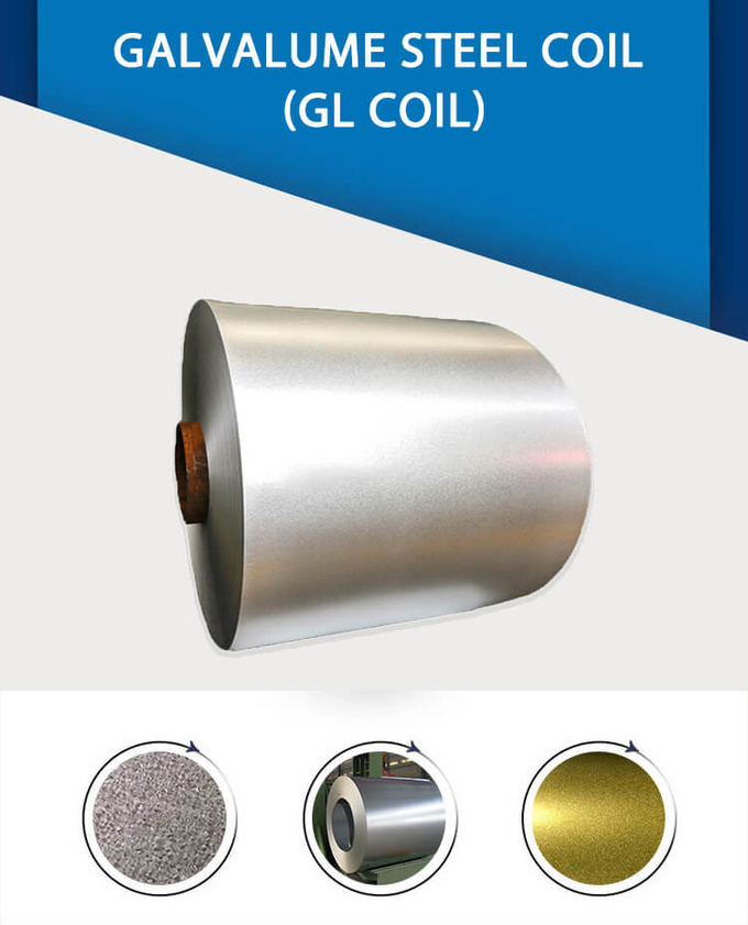 Industria eléctrica caliente/en frío 30-150g/m2 0 de la construcción de la bobina del Galvalume